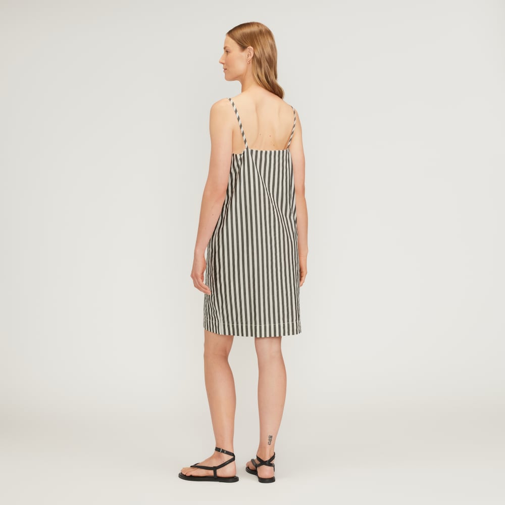 The Poplin Slip Dress | Bone / Black