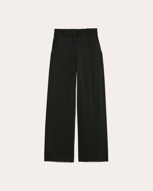 The Wide-Leg Pant in Stretch Linen | Black