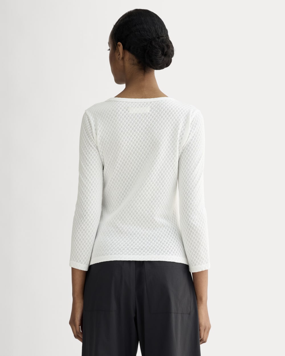 The Pointelle Scoop-Neck Top | White