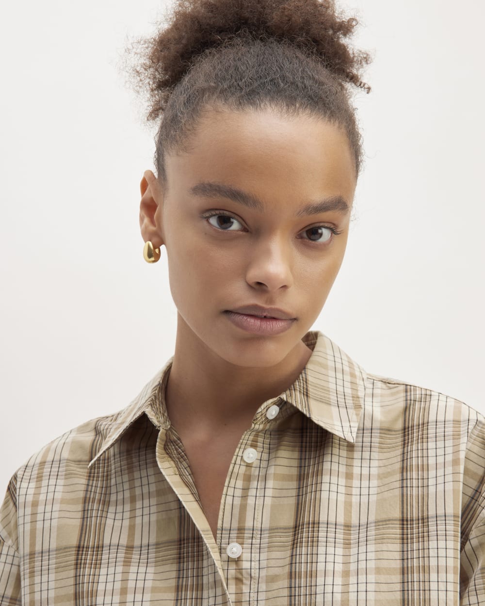 The Supima® Cotton Boyfriend Shirt | Pale Khaki Plaid