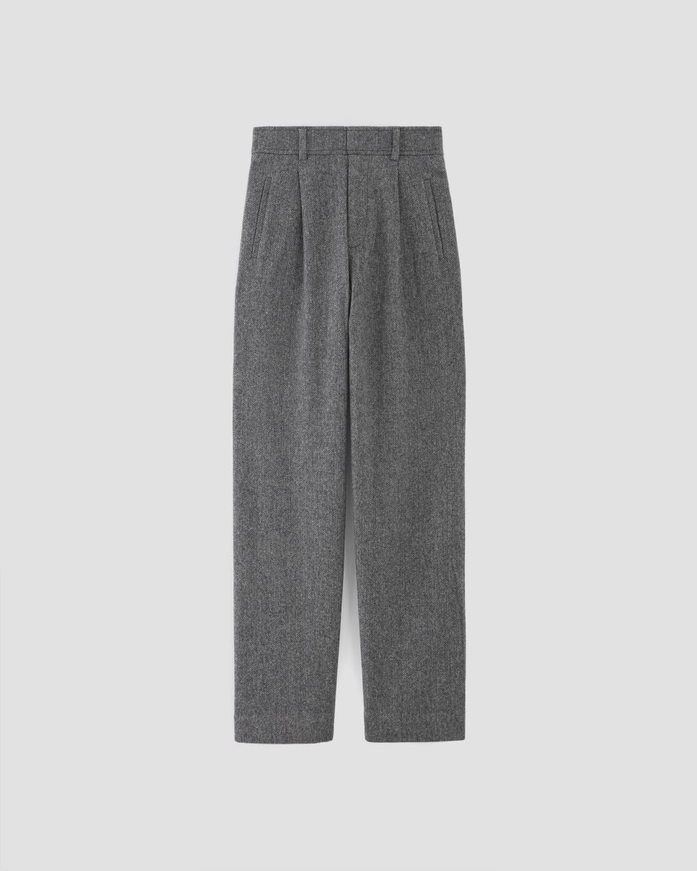 The ReWool® Way-High Drape Pant | Grey Herringbone