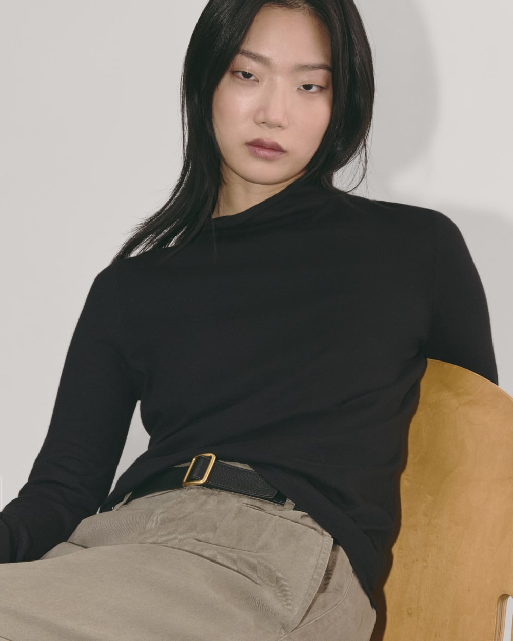 The Funnel Neck in Cotton Cashmere | Black