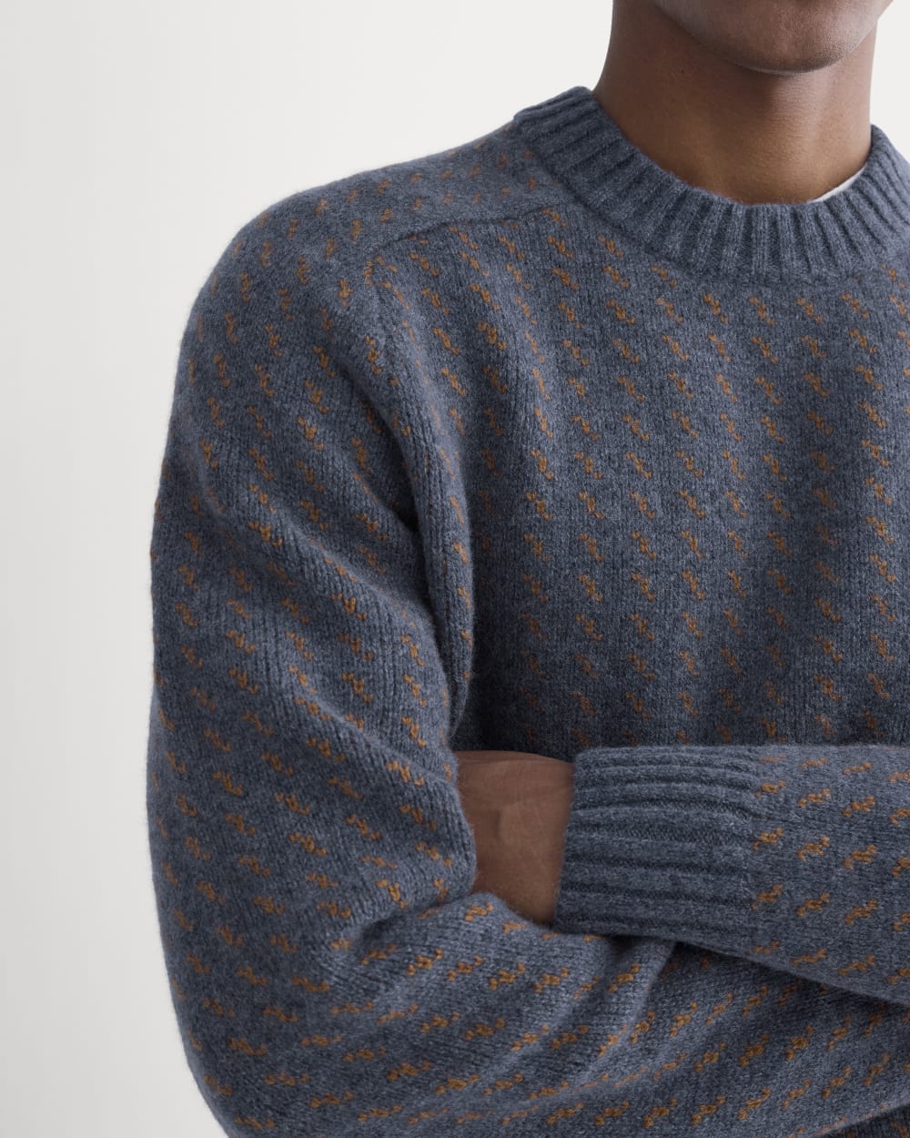 Wool Cashmere Nordic Crew | Heathered Indigo