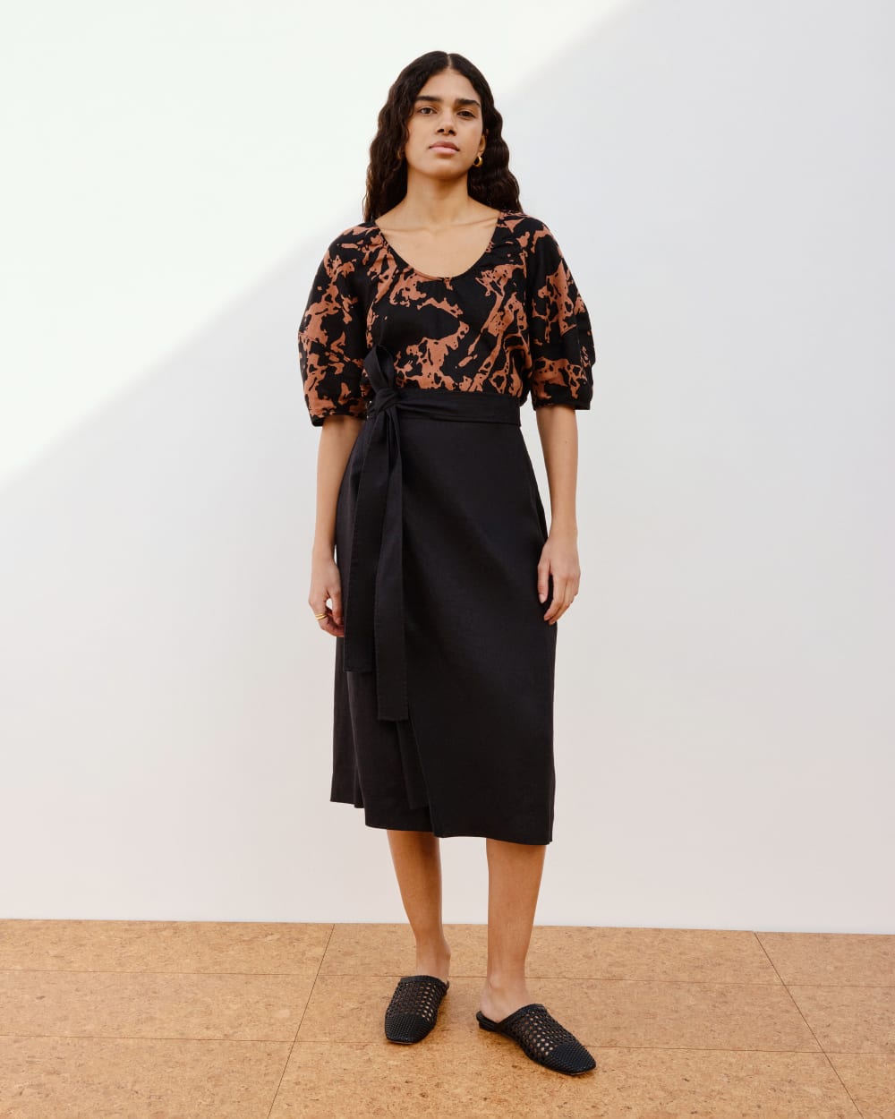 The Linen Wrap Skirt | Black
