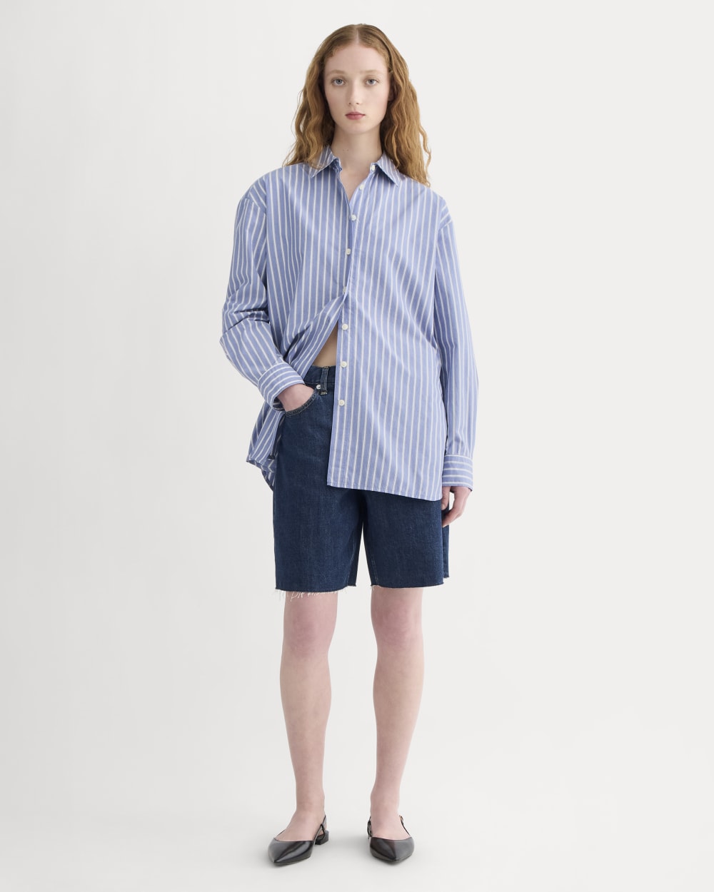 The Boyfriend Shirt in Ultrasoft Cotton | Dutch Blue / Bone