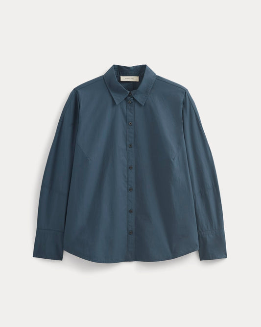 Lantern-Sleeve Shirt in Lightweight Cotton | Deep Lazuli Blue