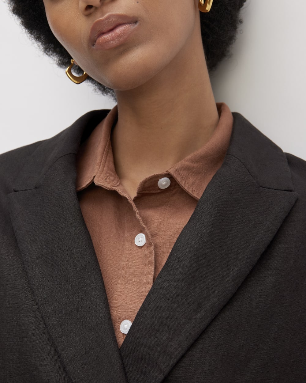 The Linen Double Breasted Blazer | Black