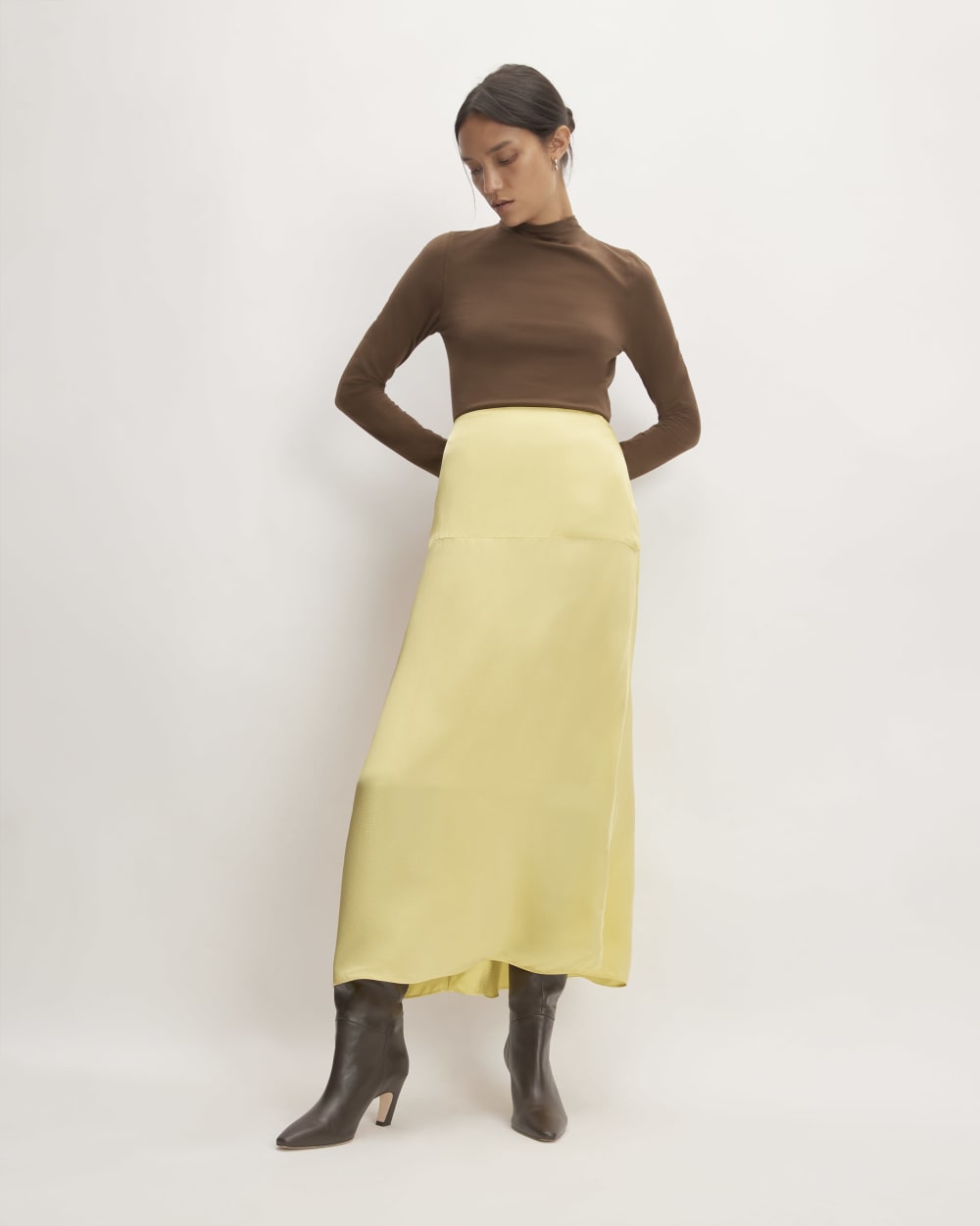 The Hammered Satin Slip Skirt | Raffia