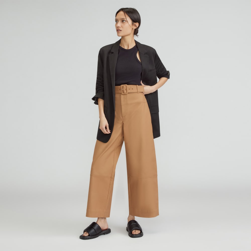 The Structured Cotton Belted Pant | Toasted Coconut