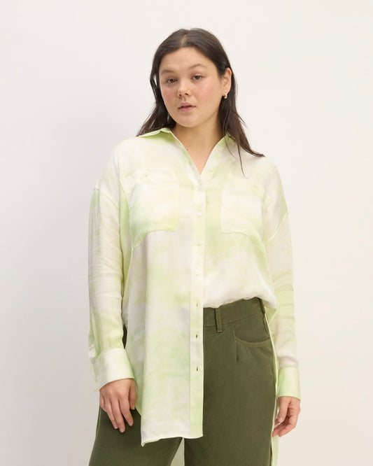 The Everlane x Marques' Almeida Satin Tie-Dye Shirt | Seafoam Tie-Dye