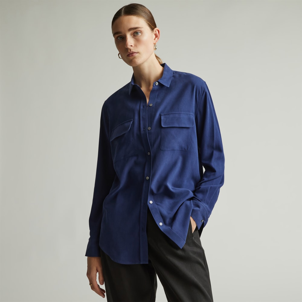 The Washable Silk Relaxed Shirt  | Ocean Cavern