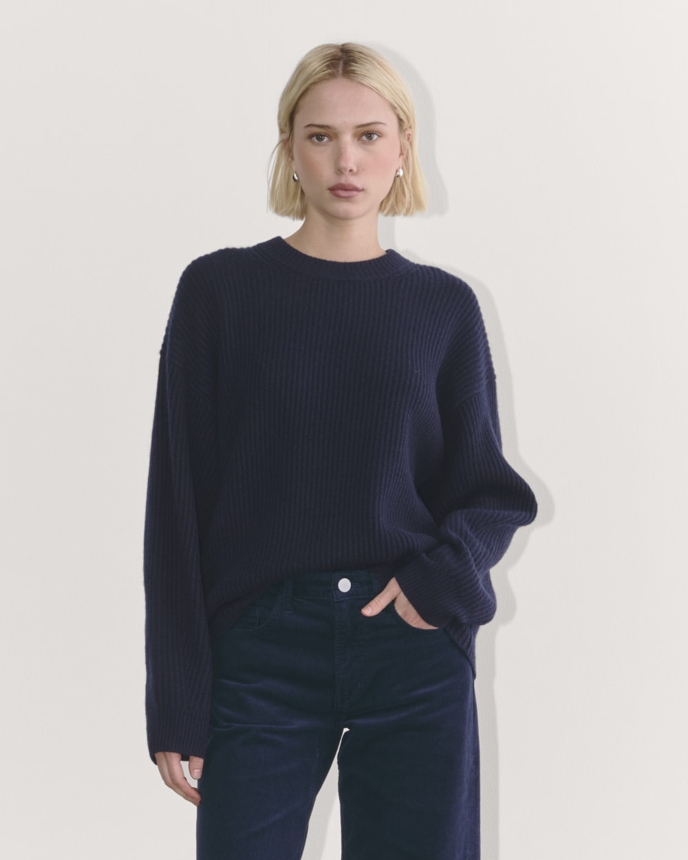 The Cocoon Crew in Wool Cashmere | Navy
