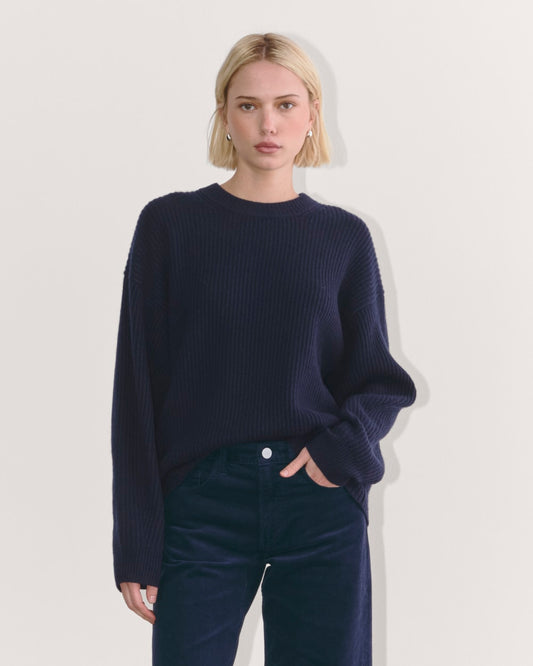 The Cocoon Crew in Wool Cashmere | Navy