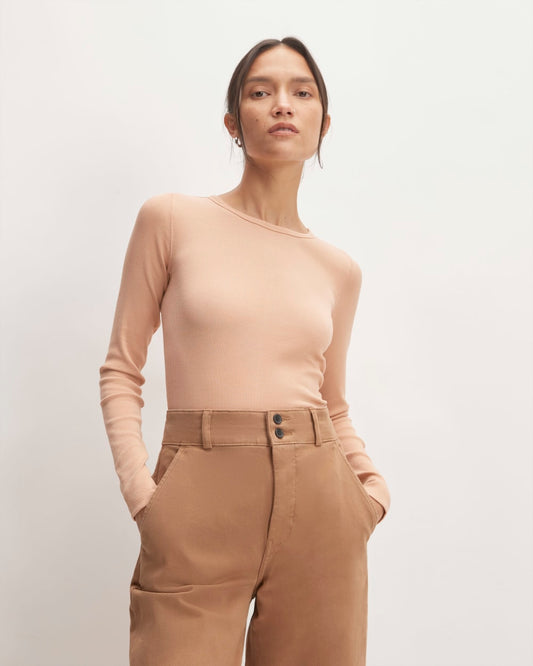 The Luxe Rib Long-Sleeve Crew | Blush Pink