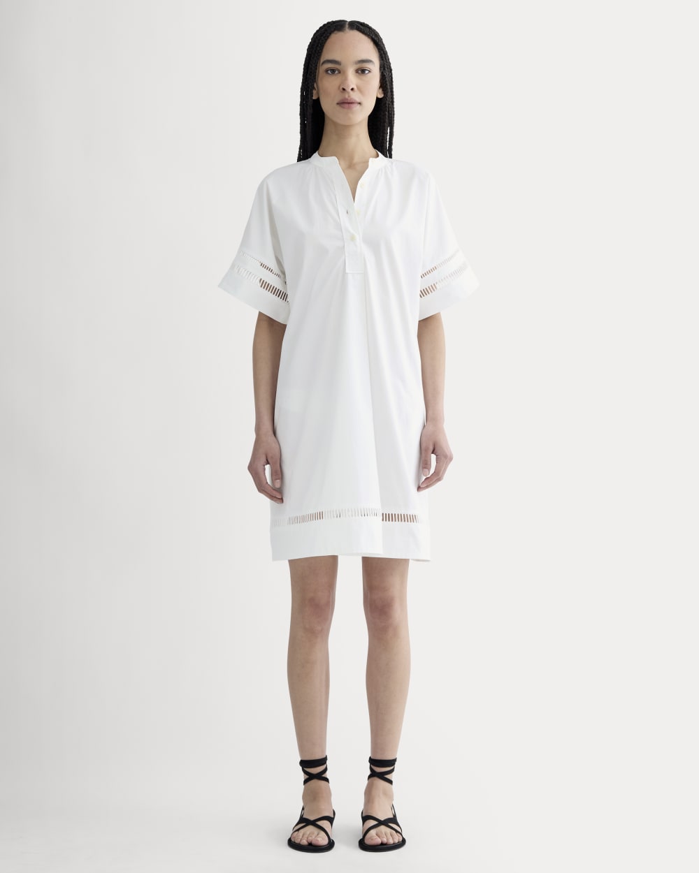 The Lace Trim Popover Dress | White