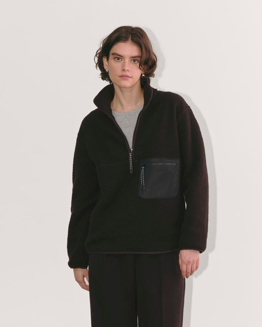 The ReNew Fleece Oversized Half-Zip | Black