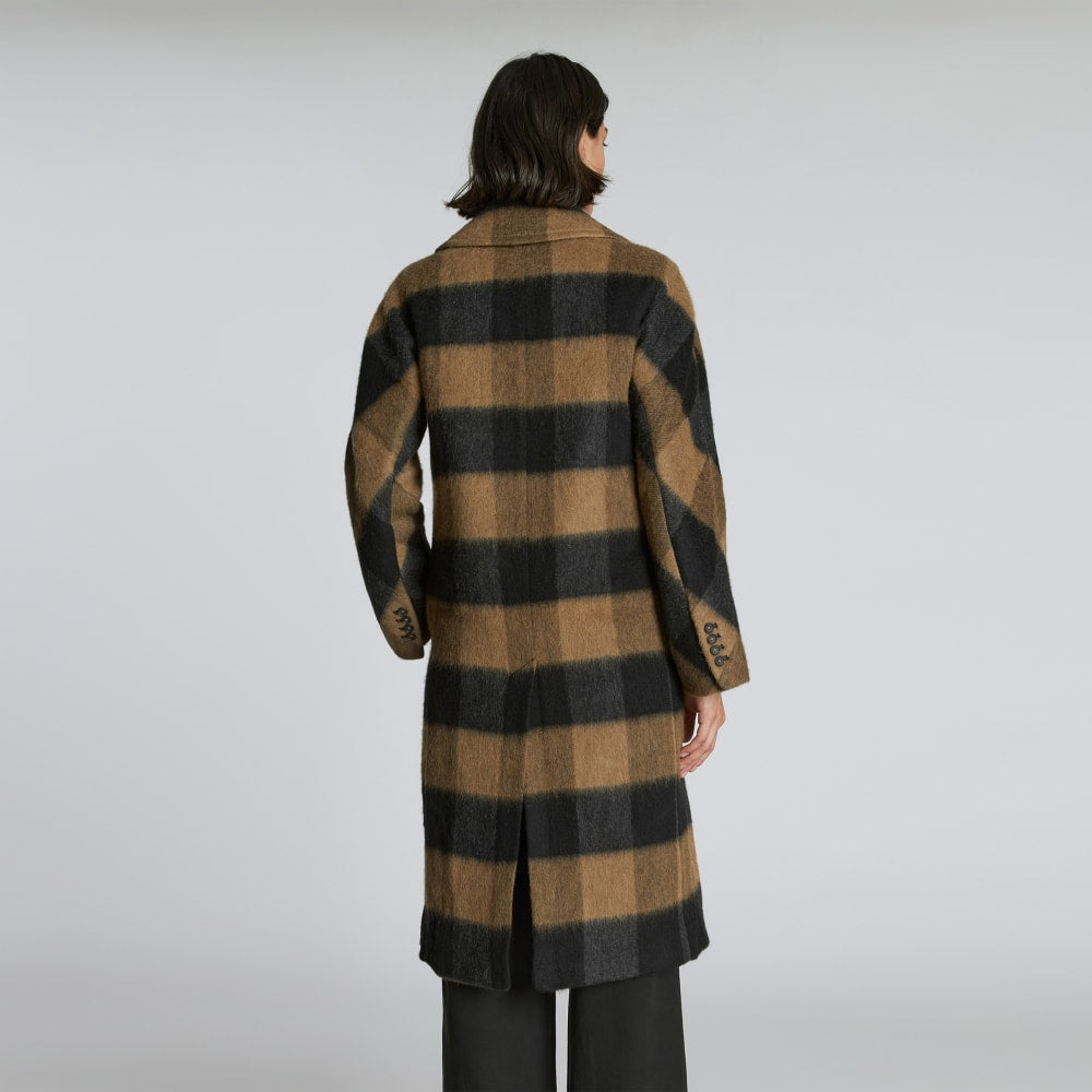 The Brushed Italian ReWool® Peacoat | Camel Buffalo Check