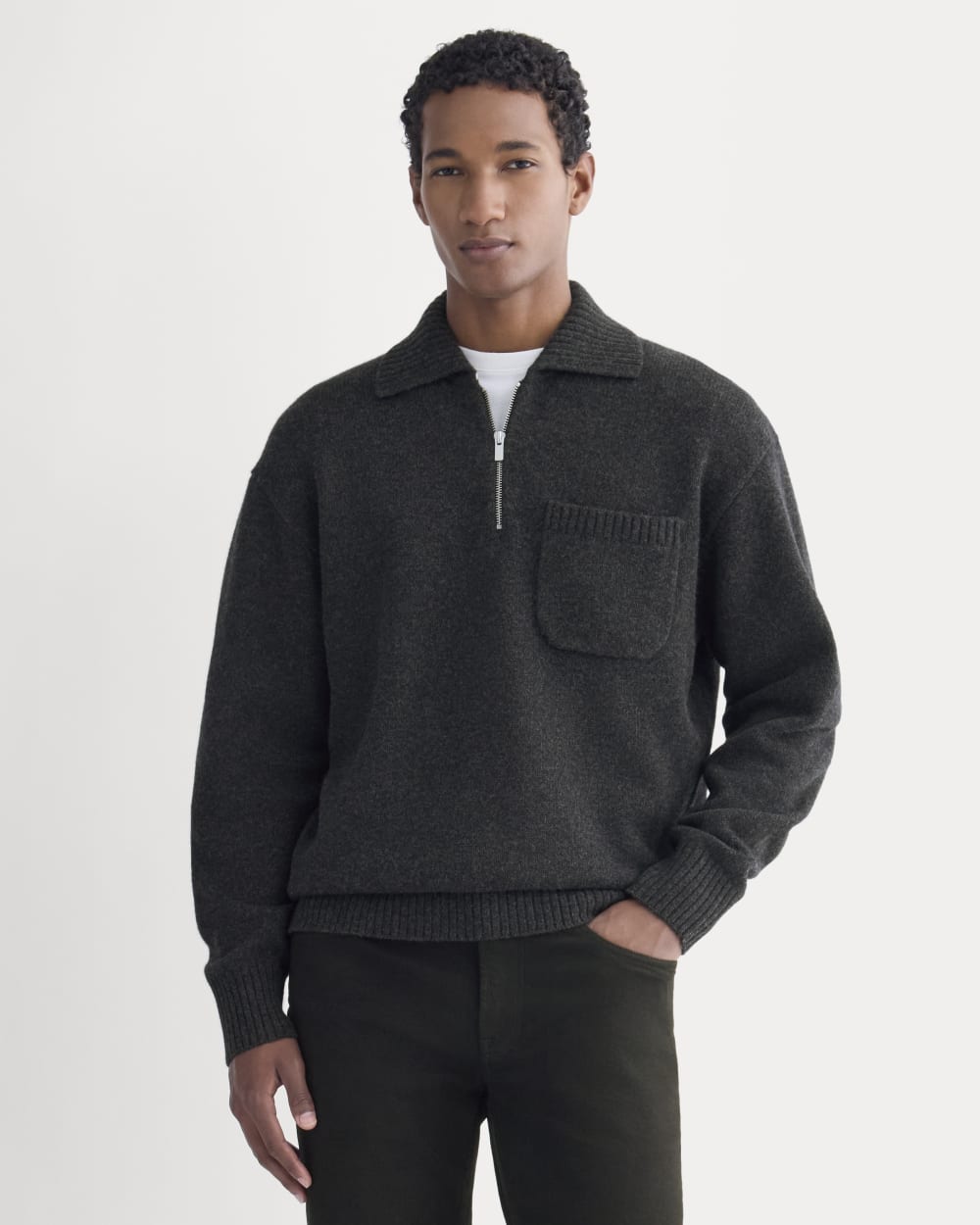 Luxe Merino Quarter-Zip Pullover | Heathered Black