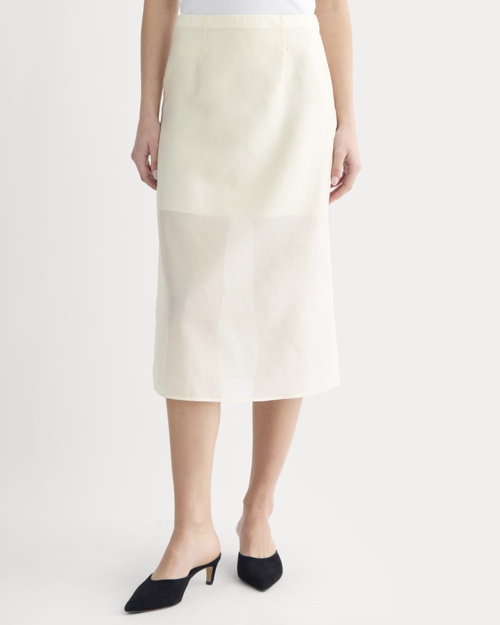 Midi Skirt in Cotton-Silk Organza | Parchment