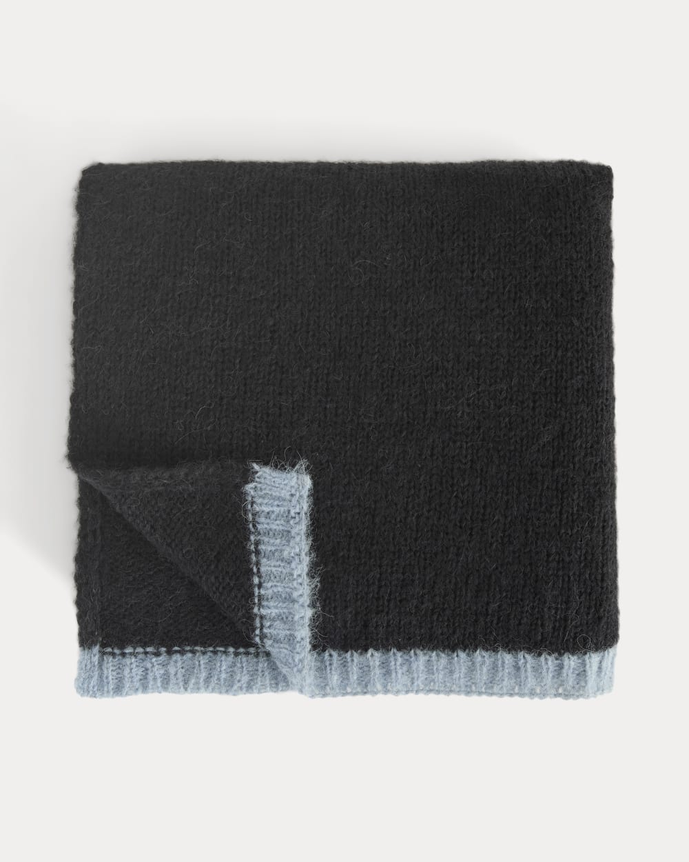 Plush Alpaca Scarf | Black/ Skyway