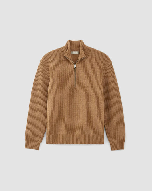 The Felted Merino Half-Zip Sweater | Deep Camel