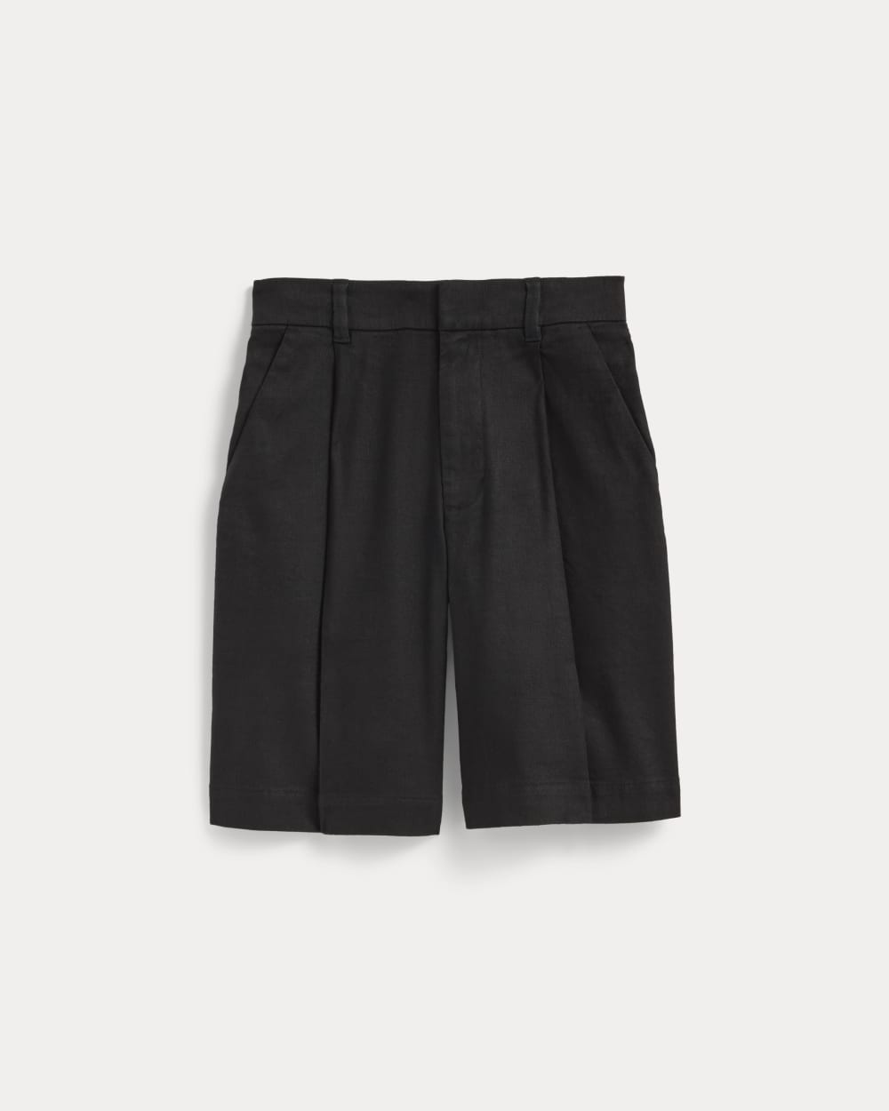 The Pleated Short in Stretch Linen | Black