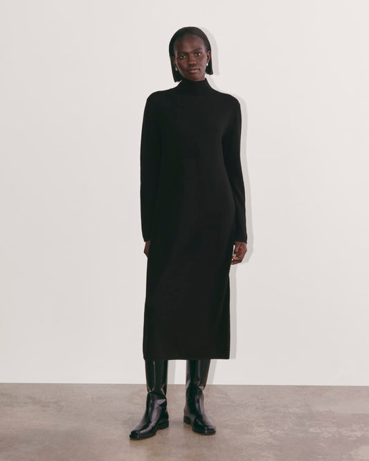 The Turtleneck Sweater Dress in Cashmere | Black