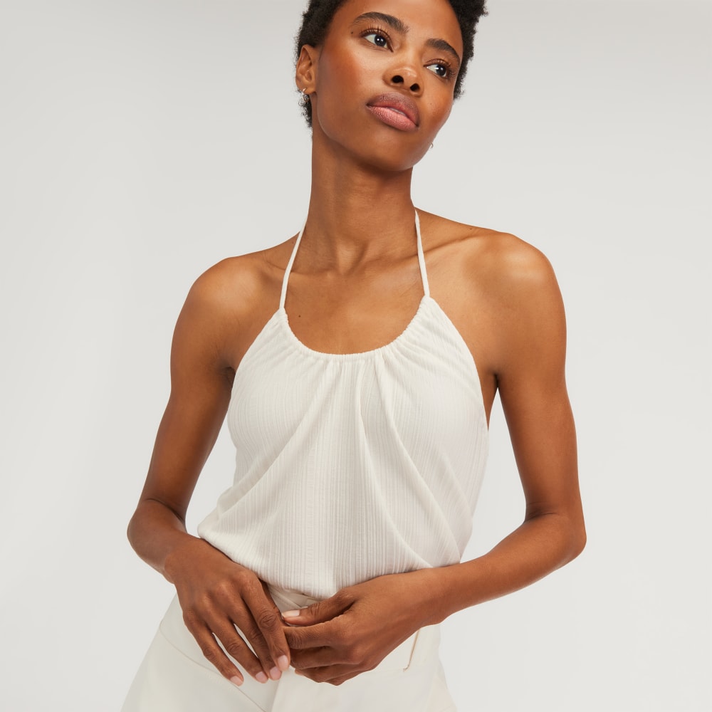 The Rib Soft Knit Halter Top | Bone