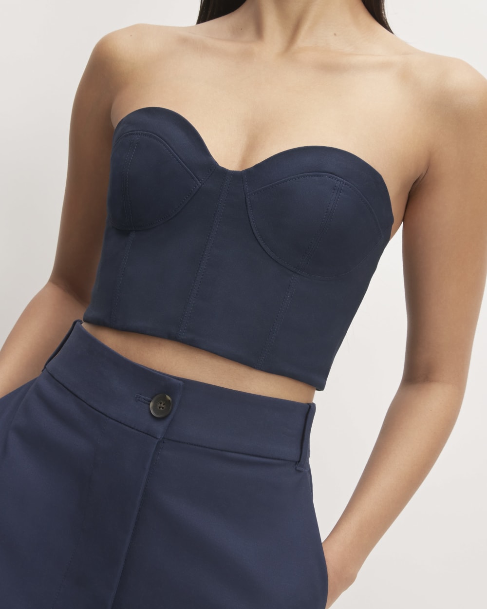 The Structured Cotton Bustier | Navy