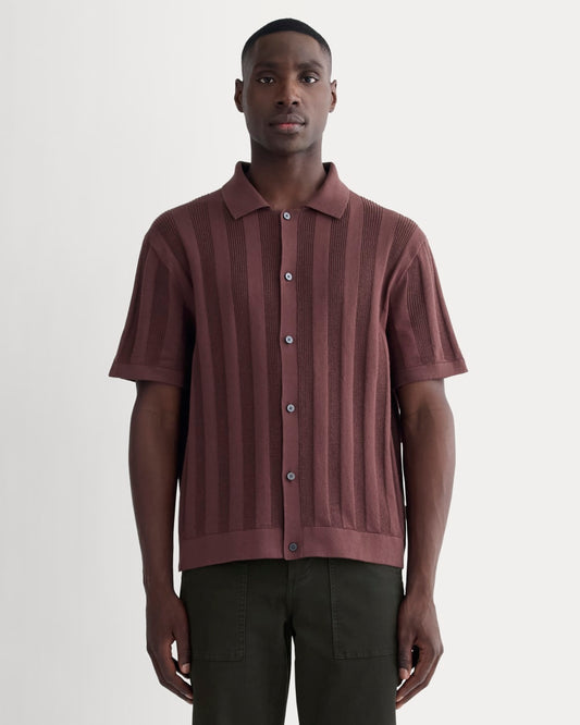 The No-Sweat Ribbed Polo | Dark Mahogany