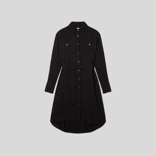 The City Stripe Draped Shirt Dress | Black