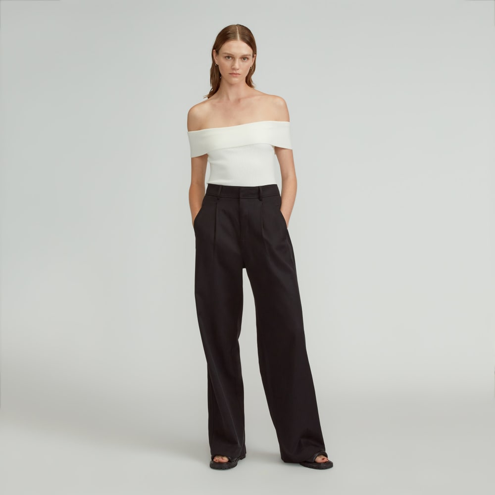 The Ribbed Cotton Off-The-Shoulder Top | Bone