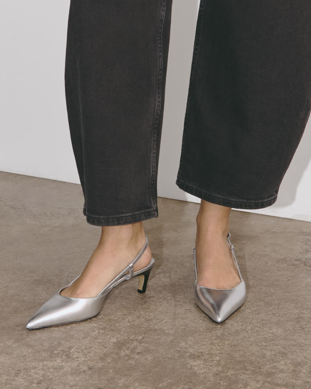The Studio Slingback Heel | Silver