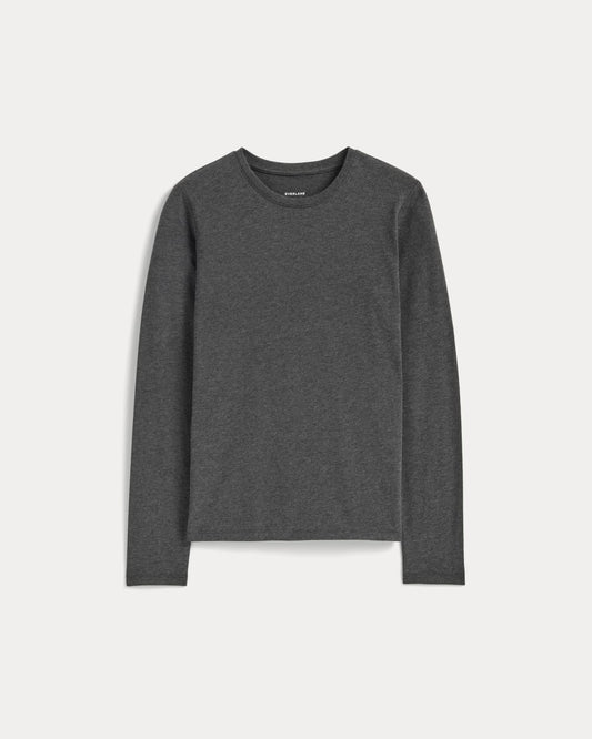 The Slim Long-Sleeve Crew in Essential Cotton | Heathered Soot