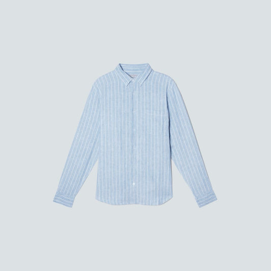 The Classic Shirt in Linen | White / Blue