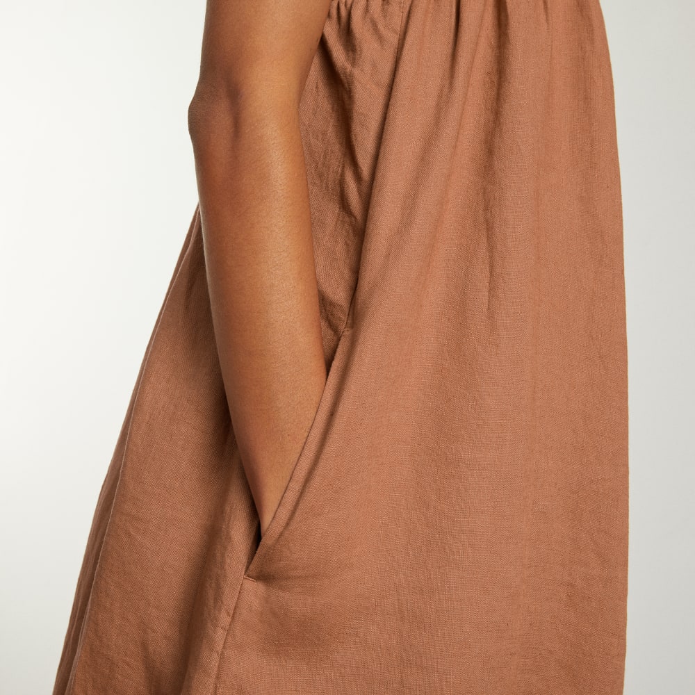 The Smocked Linen Dress | Tawny Brown
