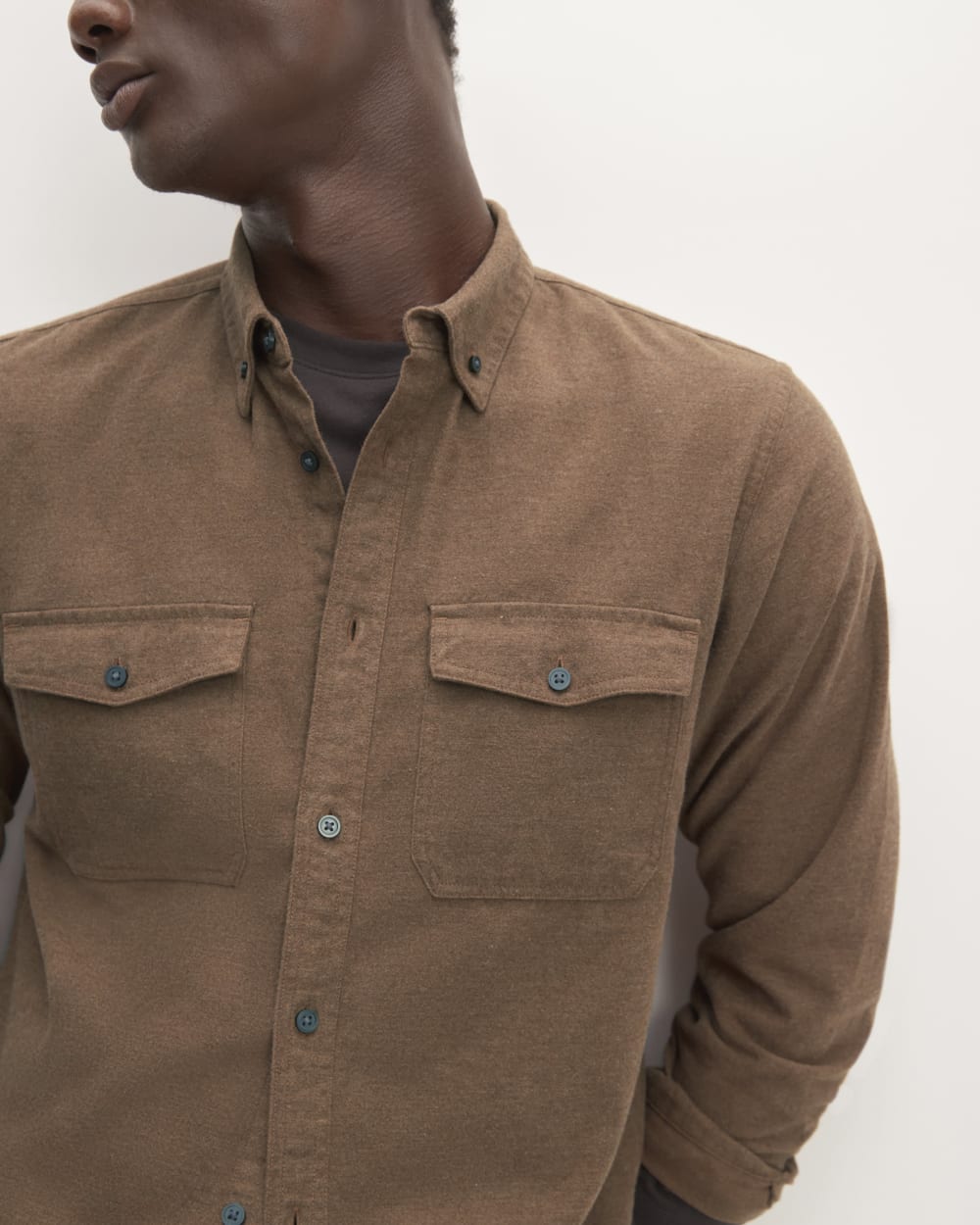 The Brushed Flannel Shirt | Heathered Cocoa Brown