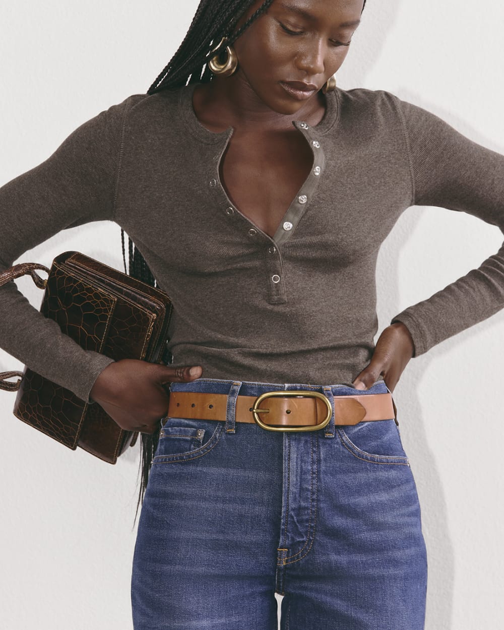 The Luxe Rib Henley | Heathered Fatigue