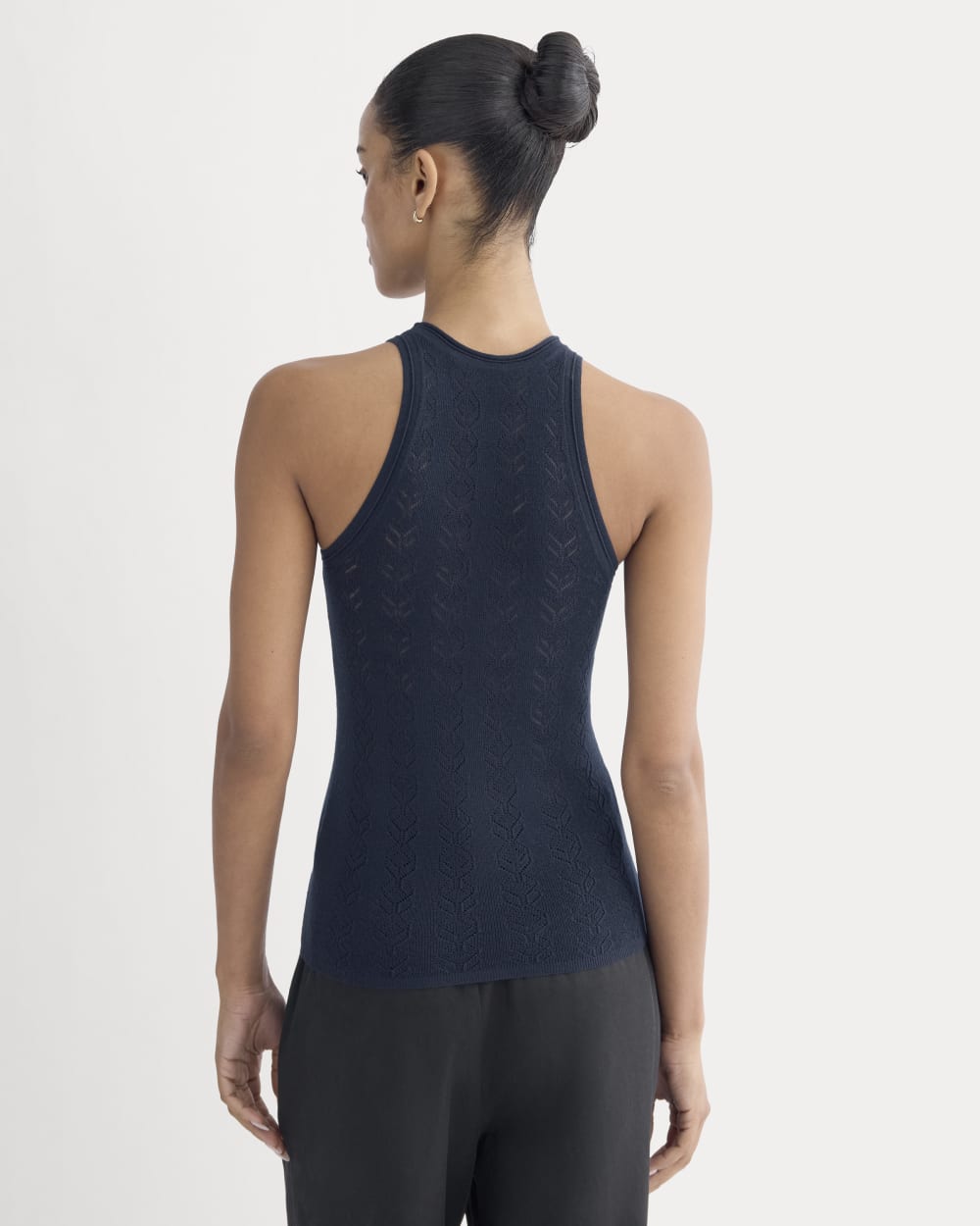 The Pointelle Racerback Tank in Ultrafine Merino | Navy