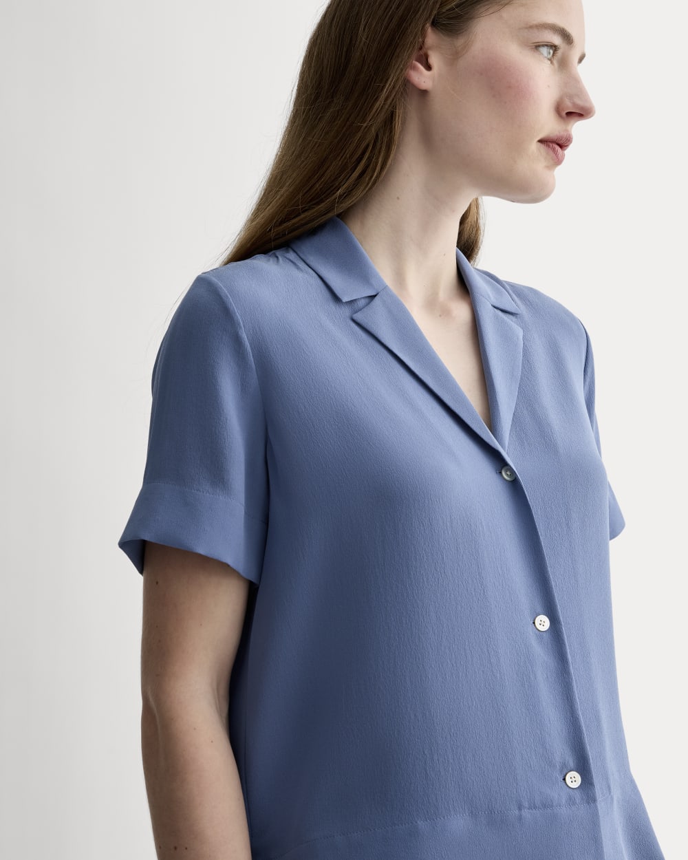 The Notch Shirt in Washable Silk | French Blue