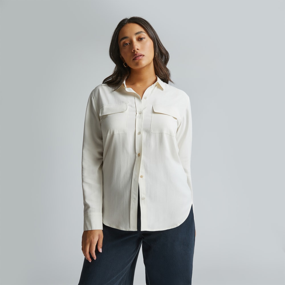 The Washable Silk Relaxed Shirt  | Bone