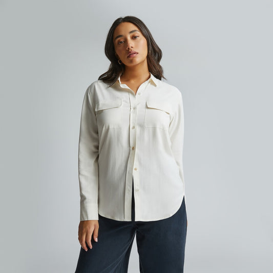 The Washable Silk Relaxed Shirt  | Bone