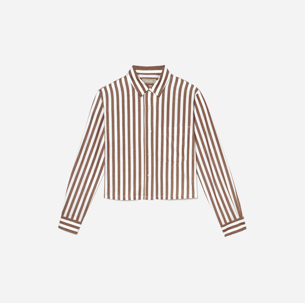 The Way-Short Shirt in Silky Cotton | Espresso / White