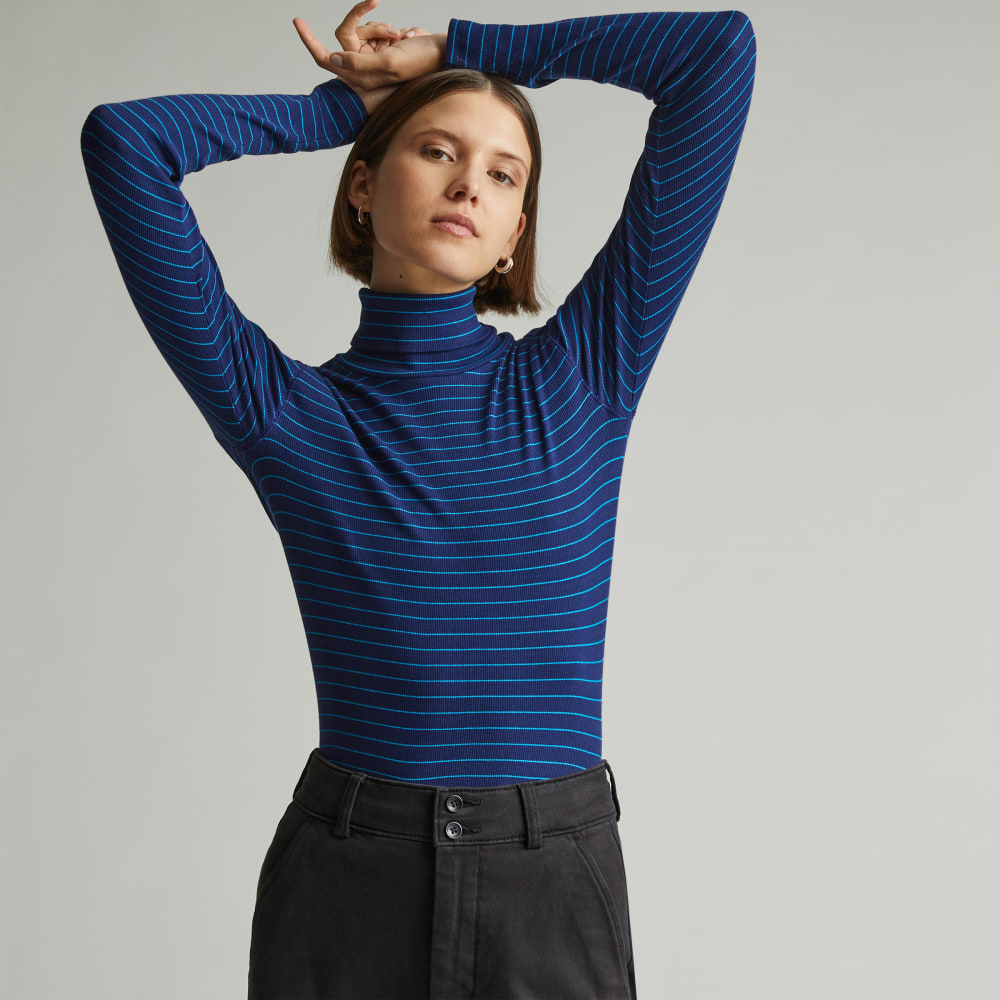 The Luxe Micro-Rib Turtleneck | Ocean Cavern / Horizon Blue