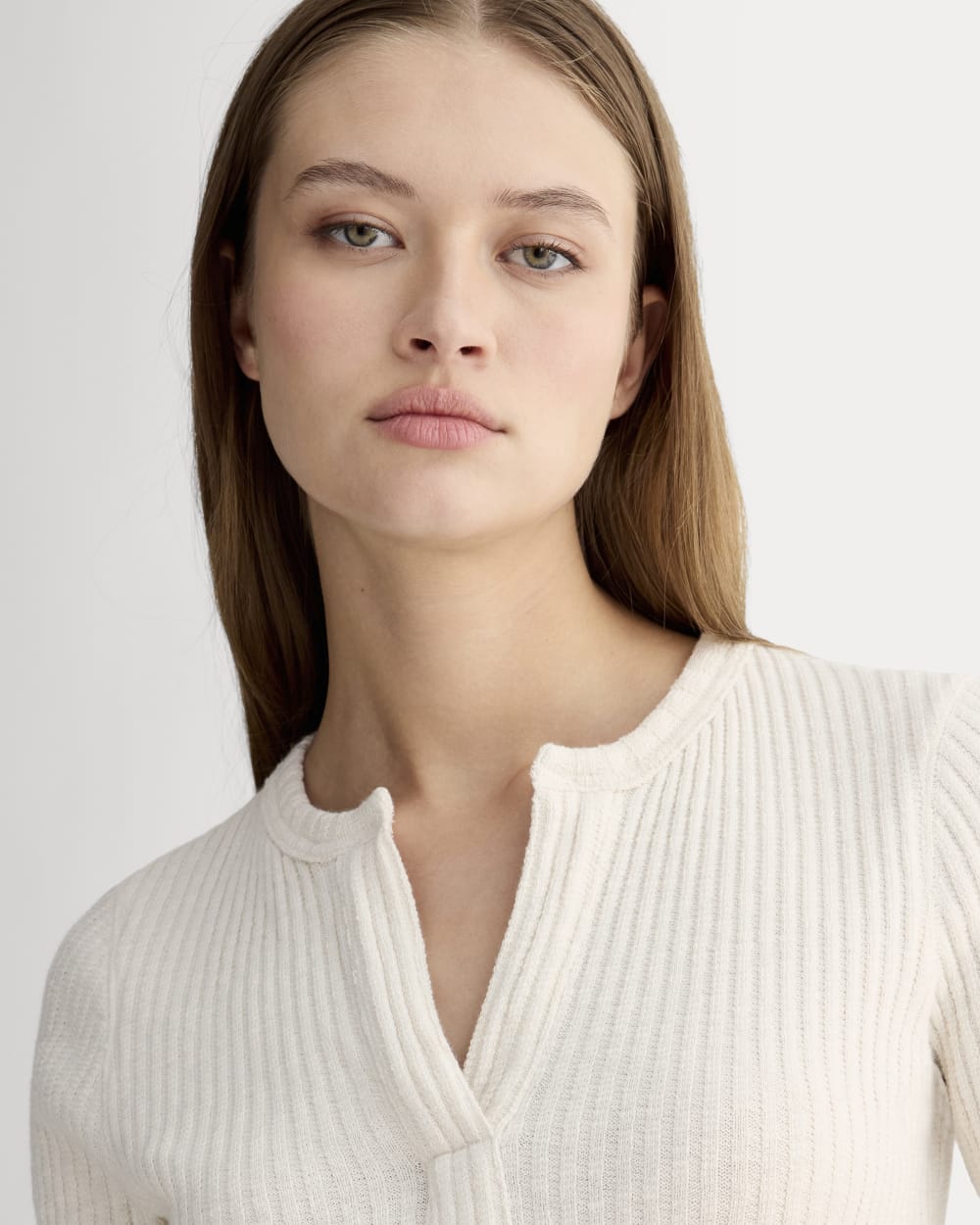 The Rib-Knit Short-Sleeve Henley | Bone