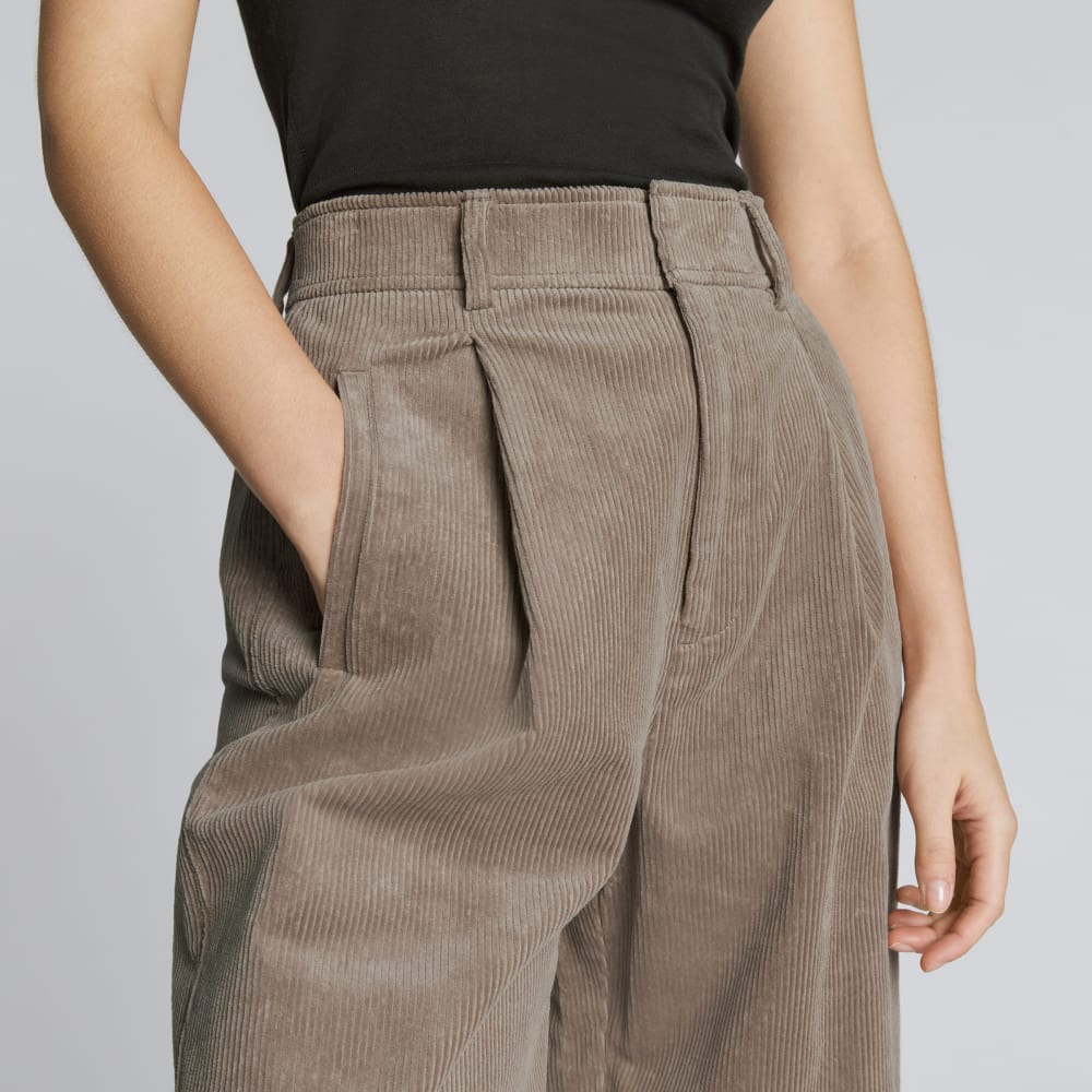 The Corduroy Way-High® Drape Pant  | Taupe Grey