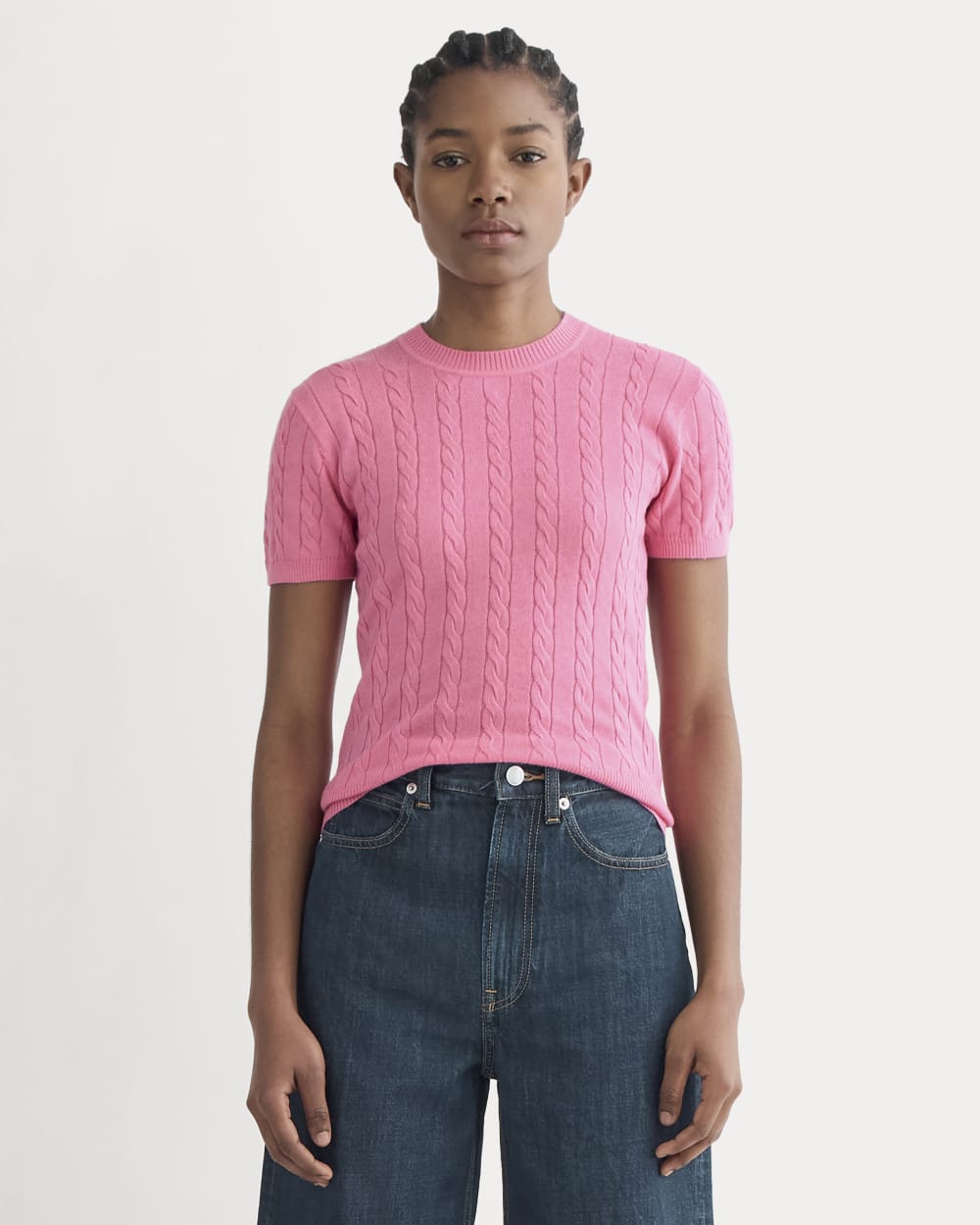 The Cable Crew in Cotton Cashmere | Deep Pink