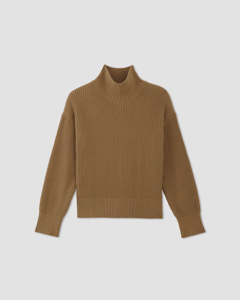 The Organic Cotton Ribbed Turtleneck | Toasted Coconut