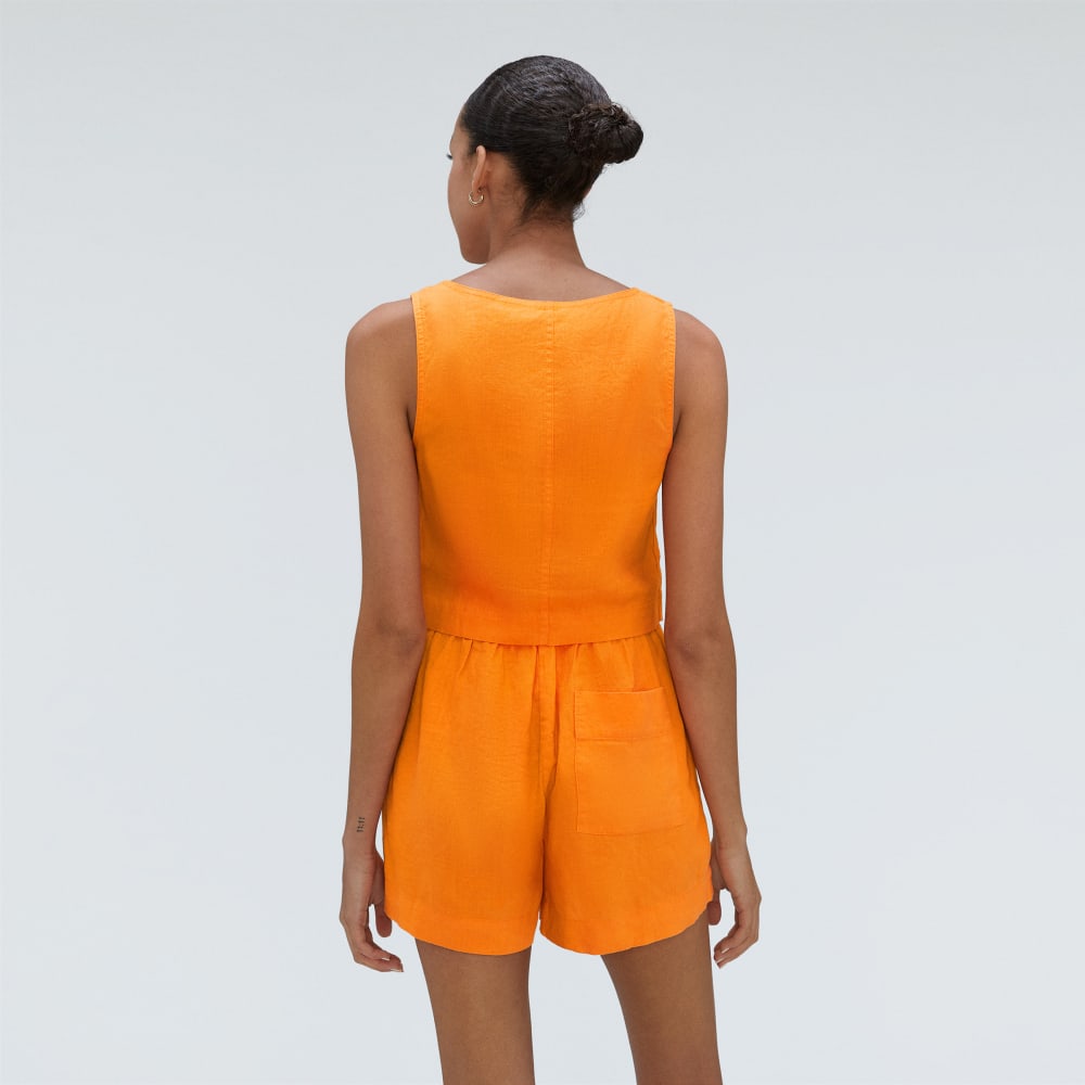 The Linen Button-Front Crop Tank | Turmeric