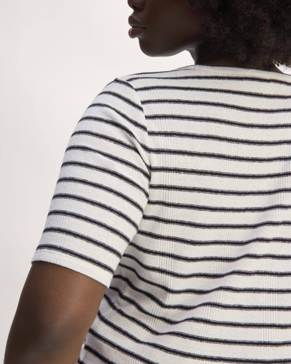 The Vintage Rib Scoop-Neck Top | Bone / Black